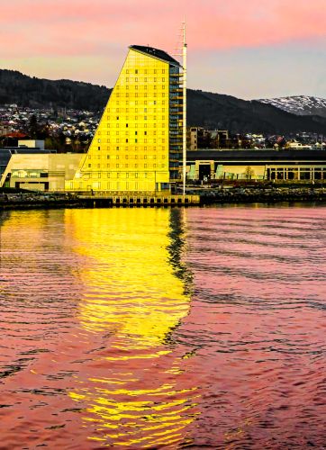 SUNSET ON THE MOLDE SCANDIC HOTEL by John Rutherford